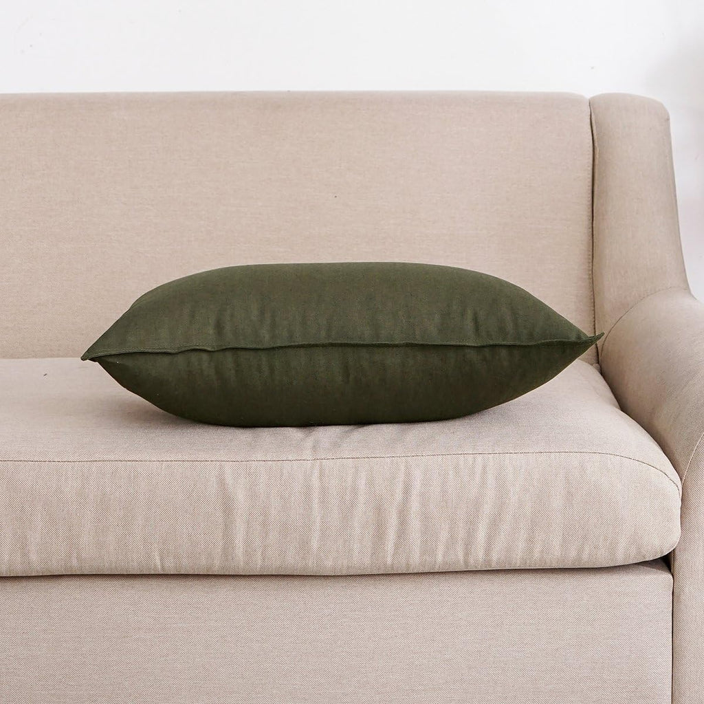 Cotton Linen Square Decorative Throw Pillow Case Cushion Cover with Twin Needles Stitch on Edge,for Wedding Party