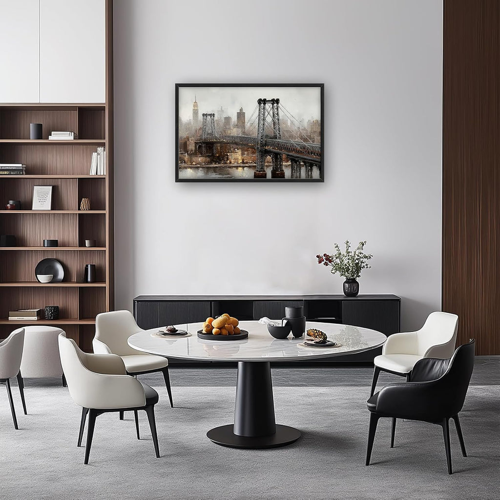 Large New York City Skyline Wall Art Manhattan Bridge Canvas Wall Decor Modern Architecture Oil Painting Pictures