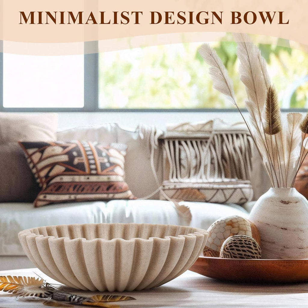 Large Decorative Bowl, Modern Handicraft Bowls Decor, Fruit Bowl Counter, Ruffle Decor, Stylish Key Bowl for Entry