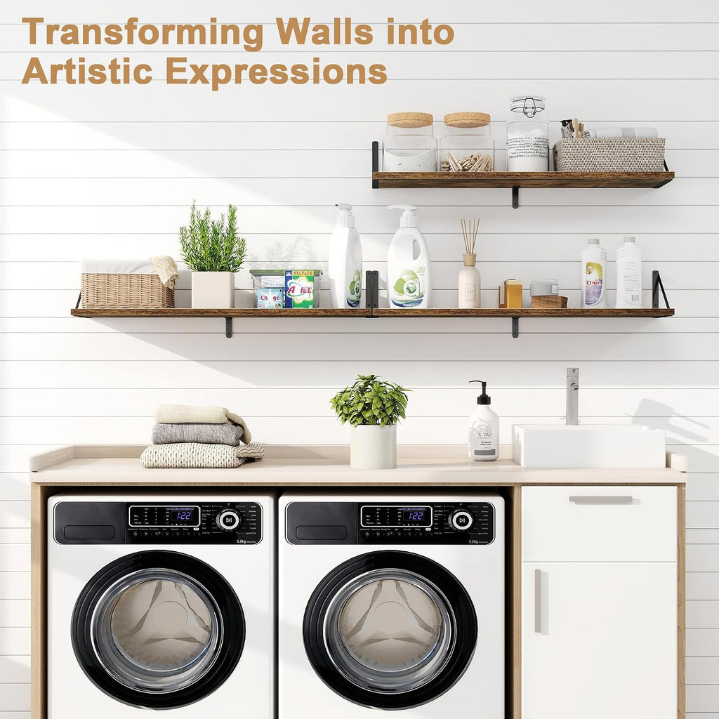 Floating Shelves for Wall, 36 Inches Long Set of 3 Wall Shelves , Floating Bookshelves with Metal Brackets  and