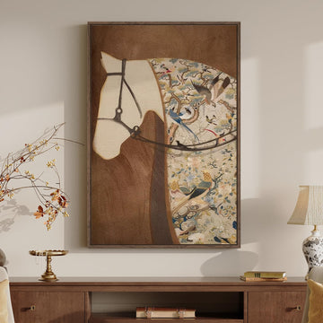 Large Framed Vintage Horse Vertical Wall Art, 24x36 Inch