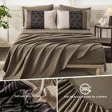 Dinjoy Boho Queen Comforter Set Light Brown,7 Piece Bed in a Bag Queen Warm Striped Bedding Sets with Plaid Fall