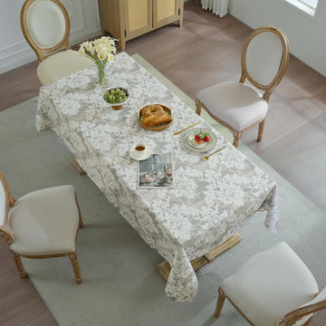 Rectangle Tablecloth 60" x 102" 100% Waterproof Fabric - Wipe-Clean, Tear-Proof Decorative Table Cov