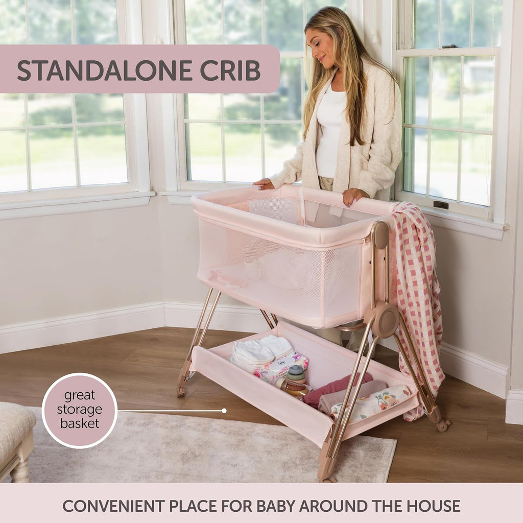 Bedside Sleeper - Bassinet & Bedside Crib with Height Adjustment & Wheels - Can Be Placed Next to Bed - Attaches to