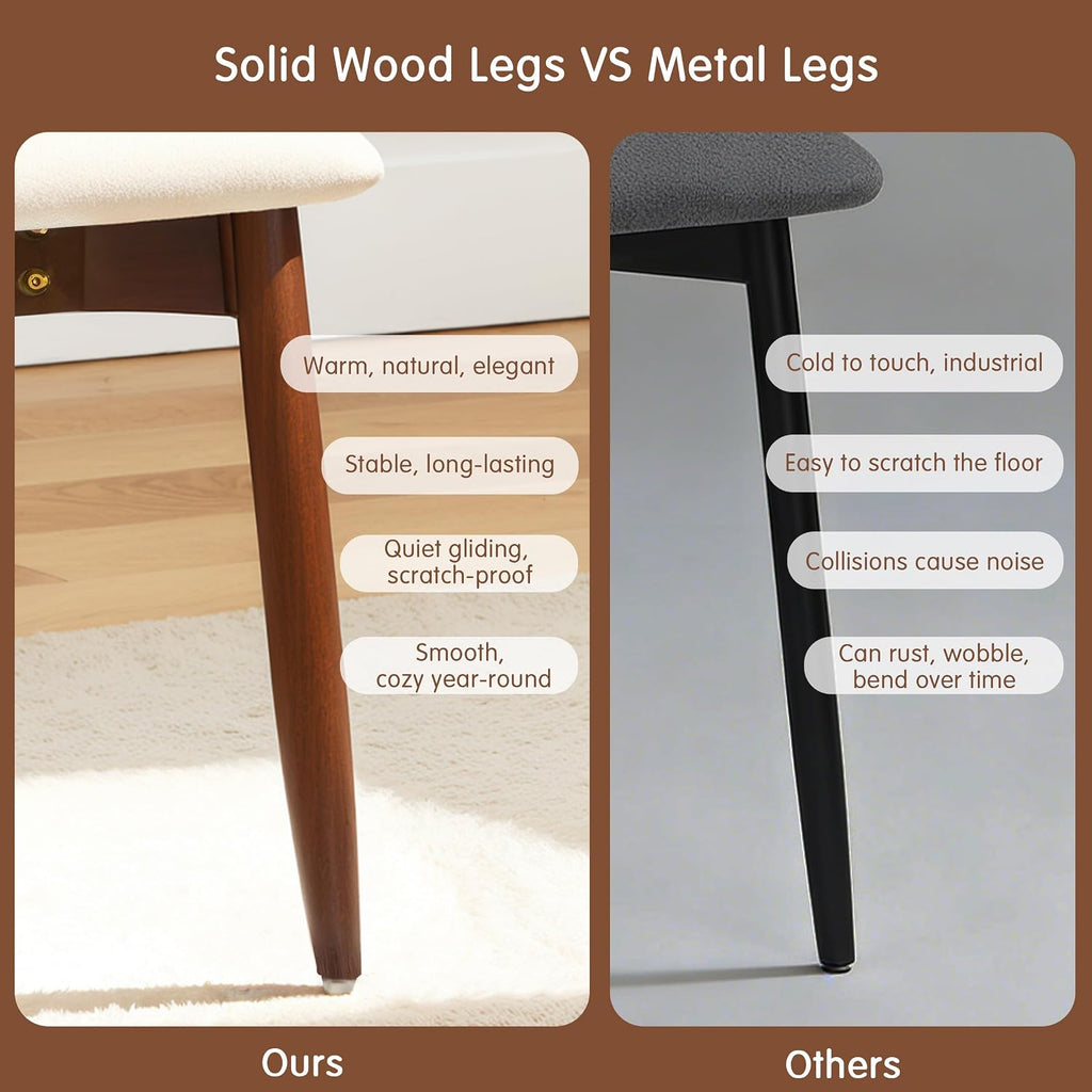Dining Chairs Set of 4, Upholstered Wooden Dining Room Chairs, Mid Century Modern Fabric Kitchen Chair with Ergonomic