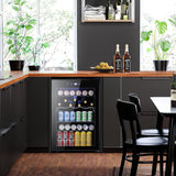 4.5 Cu.ft Beverage Refrigerator and Cooler,145 Can Mini Fridge Glass Door with D
