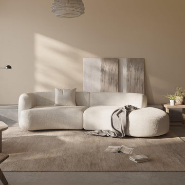 Modern Curved Sectional Living Room Couch, Minimalist Comfy Boucle Fabric Modular Sofa for Apartment