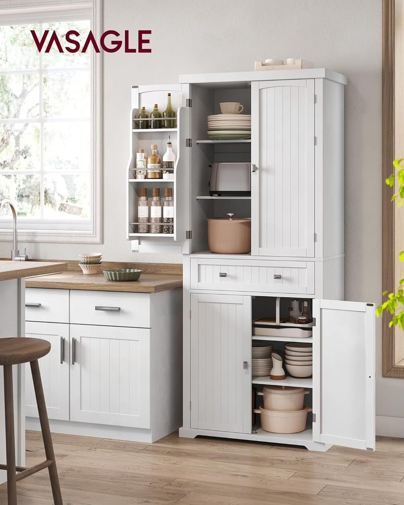 Pantry Cabinet, Tall Storage Cabinet with Drawer, 71.7-Inch | Freestanding cupboard with 2 cabinets, 4 adjustable