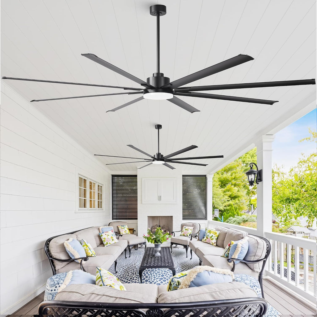 100" Ceiling Fan with LED Light and Remote - Black