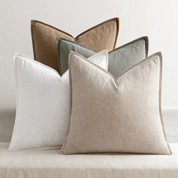 Neutral Linen Pillow Covers Pack of 4 Decorative Natural Solid Throw Pillow Covers Soft Accent Boho Farmhouse Couch