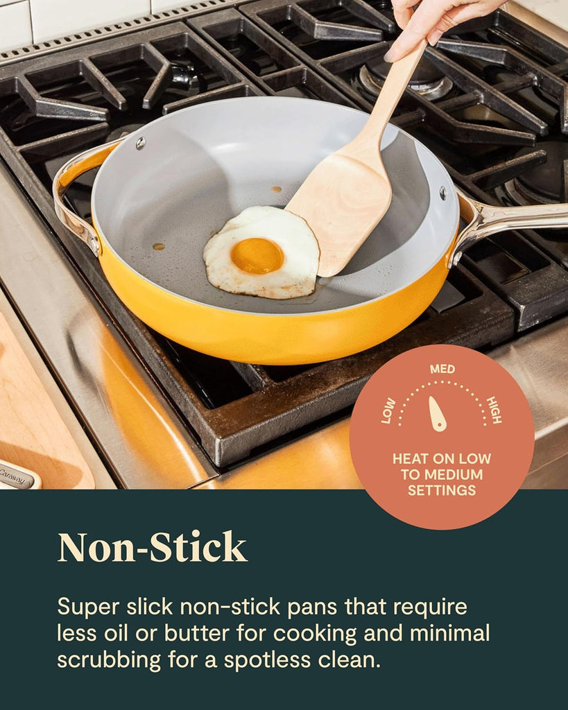 12-Piece Non-Stick Ceramic Cookware Set | Pots, Pans, Lids and Kitchen Storage, PFAS and PFOA Free, Oven Safe Pan Set