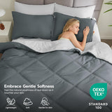 Joiedomi Queen Comforter Set with Sheets Dark Grey, 7 Pieces Queen Bed Set with 1 Down Alternative Comforter