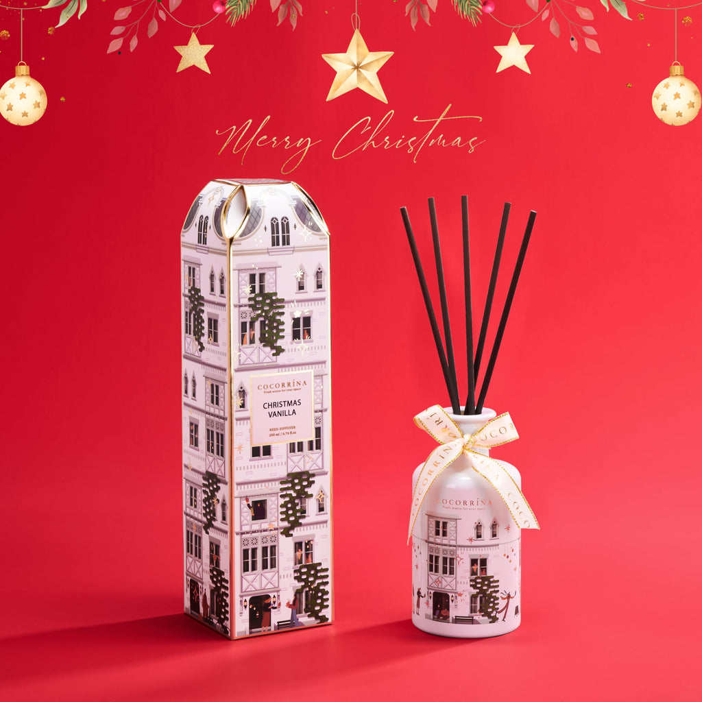 Reed Diffuser - Christmas Vanilla 6.7 fl oz Chirstmas Reed Diffuser with 8 Sticks Home Fragrance Bathroom Shelf Decor