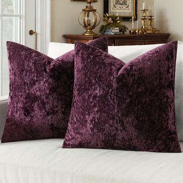 Velvet Throw Pillow Covers Set of 2, Soft Neutral Decorative Pillow Cases with Luxurious Textured Vintage Cushion