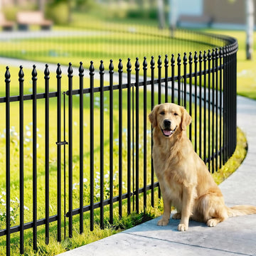 Metal Garden Fence 36" H x 28" W, 5 Panels (4 Panels + 1 Gate), Total 11.6 feet, Metal Border Folding Fence