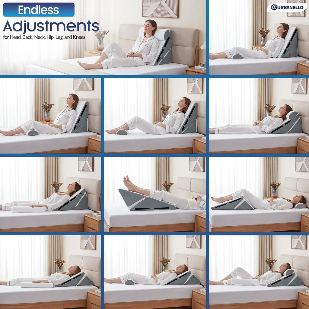 3pcs Adjustable Wedge Pillow Set for After Surgery, Orthopedic Pillow for Acid Reflux, Snoring & Sleeping Problems