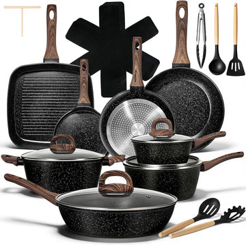25 Pcs Pots and Pans Set, Nonstick Ceramic Cookware Sets, Healthy Non-Toxic, Large Capacity, Induction Compatible