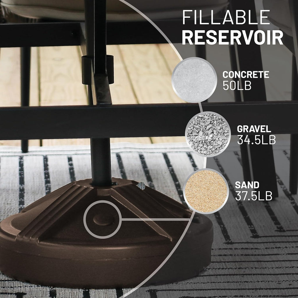 Durable 50 Pound Fillable Umbrella Base Designed to be Used with a Patio Table - Bronze