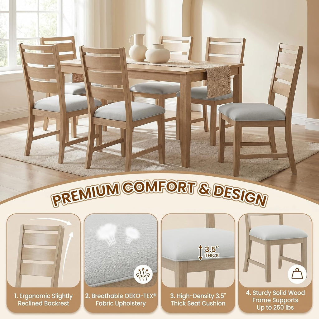 Modern Dining Chairs Set of 4, Breathable Fabric Kitchen Chairs with High-Resilience Cotton Padding, Ergonomic Solid