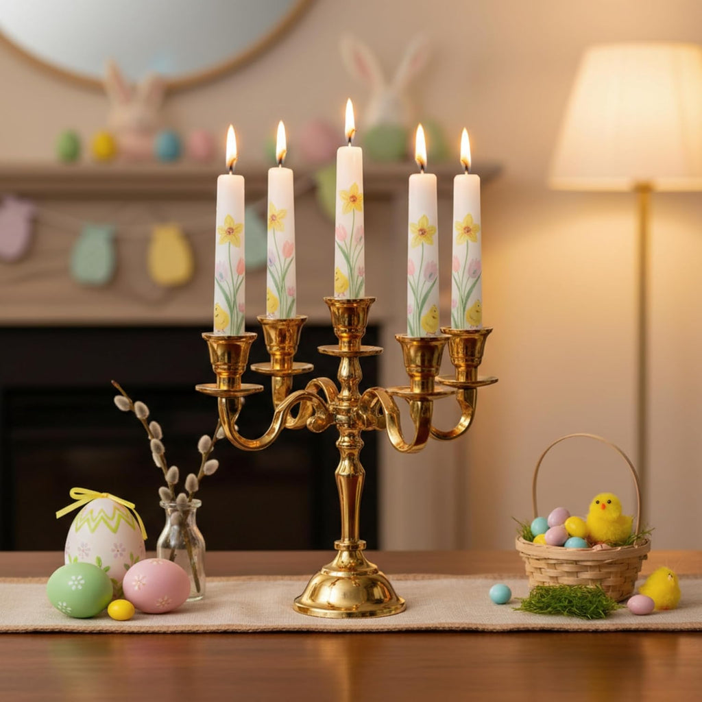5 Arm Baby Candelabra Gold Glossy 8 Inch Taper Candle Holders Gothic Decorations Candlesticks Holder Home Decor