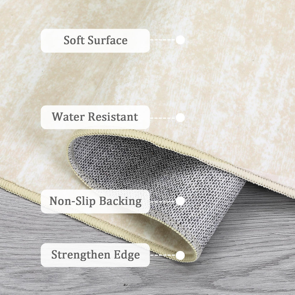 Modern Solid Rugs Washable Rug Large Cream