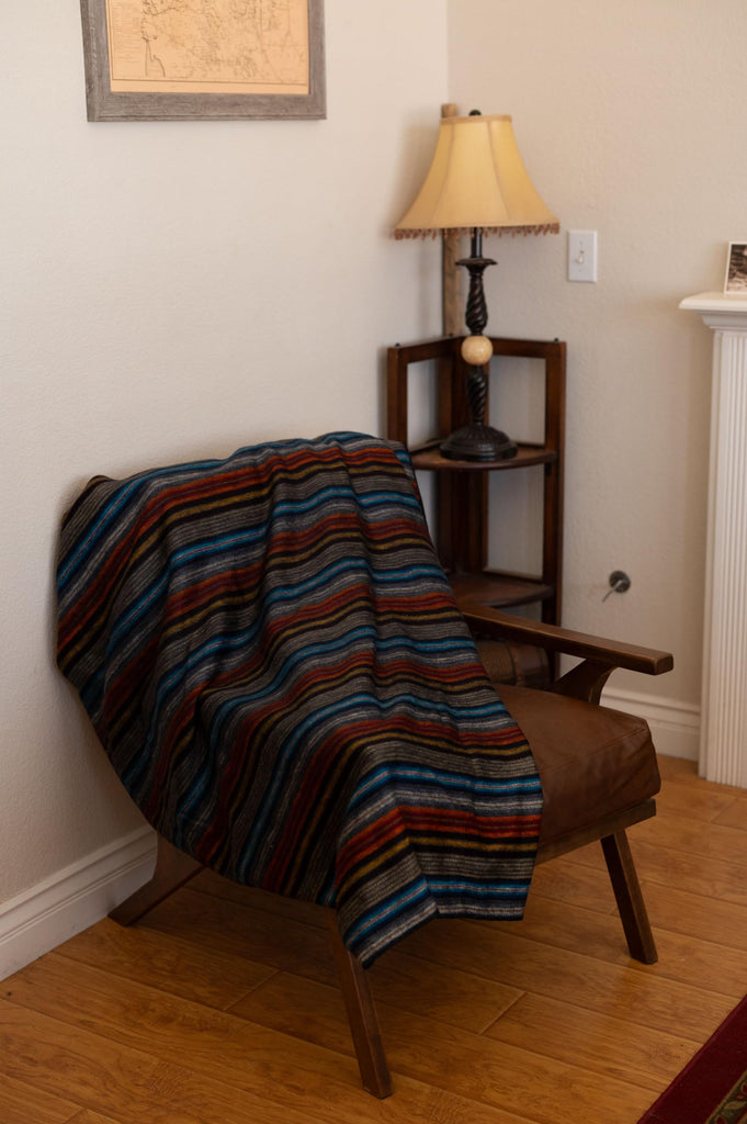 Land, Handmade Ecuadorean Alpaca Wool Small Blankets/Throws (Dark SM Stripe)