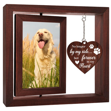 Dog Memorial Gifts for Loss of Dogs, Memorial Rotating Wooden Picture Frame, Loss of Dog Sympathy Gift, Pet
