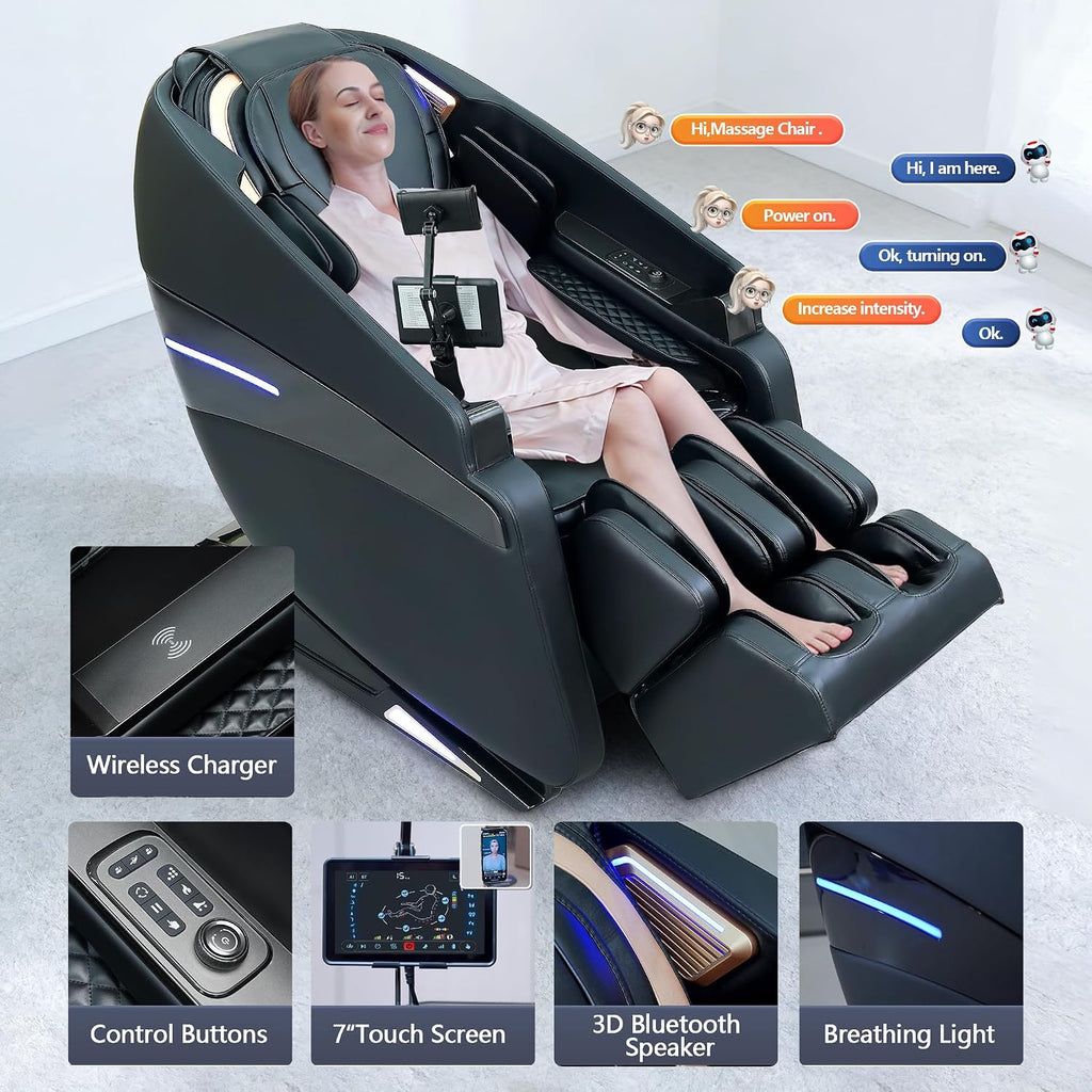 4D Massage Chair Full Body Extended SL-Track Zero Gravity Shiatsu Recliner | 3-Zone Heat,Foot Rollers,Thai