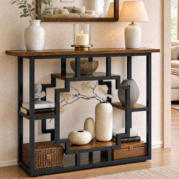 41.3 Inch Entryway Table, Narrow Console Table Behind Couch, Accent Sofa Table with Storage Shelves , Entrance