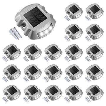 Solar Deck Driveway Dock Lights, Solar Pathway Lights, White 20 Pack