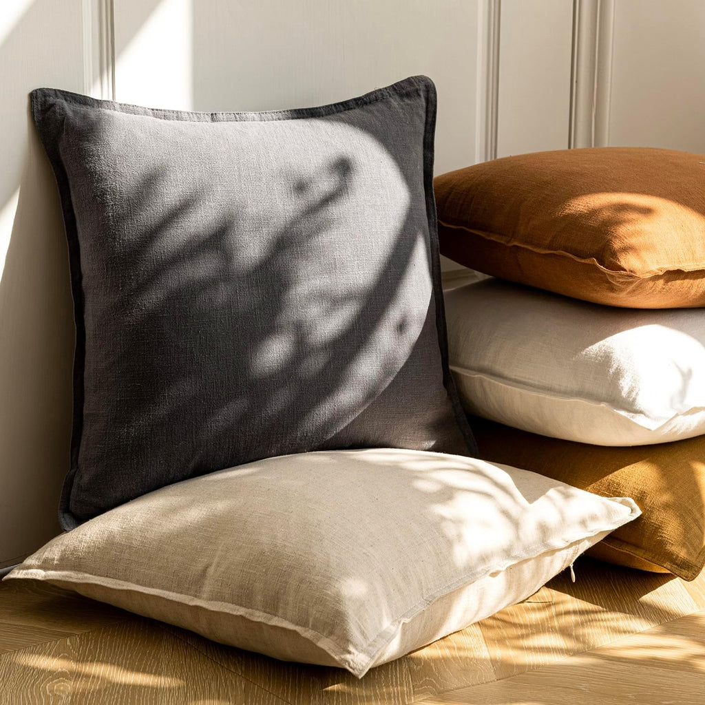 Pack of 2, Decorative Linen Soild Throw Pillow Covers Soft Accent Cushion Case Boho Farmhouse Neutral Pillowcase