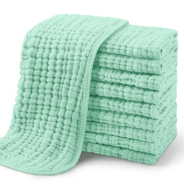 Muslin Burp Cloths for Baby 10 Pack 100% Organic Cotton Baby Washcloths for Boys Girls Large 20''X10'' Super Soft and