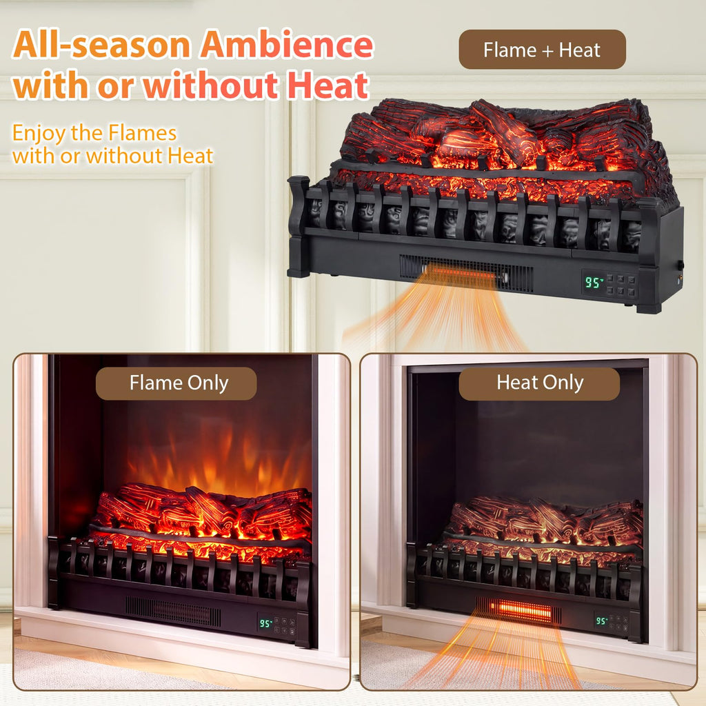 30 Inches Electric Fireplace Insert Pinewood Log Set