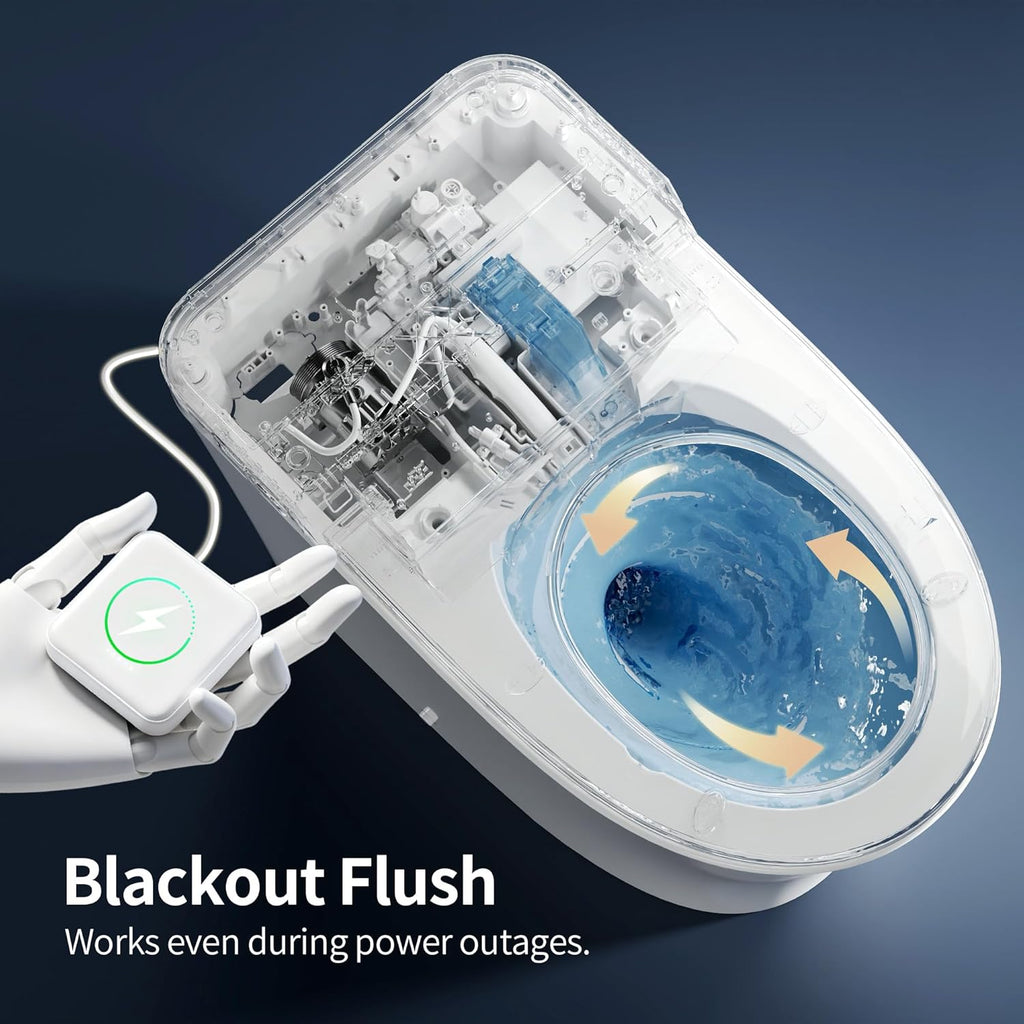 Compact Smart Toilet with Bidet Built In for Small Bathroom, Microbubble Wash Auto Flush Water Filter