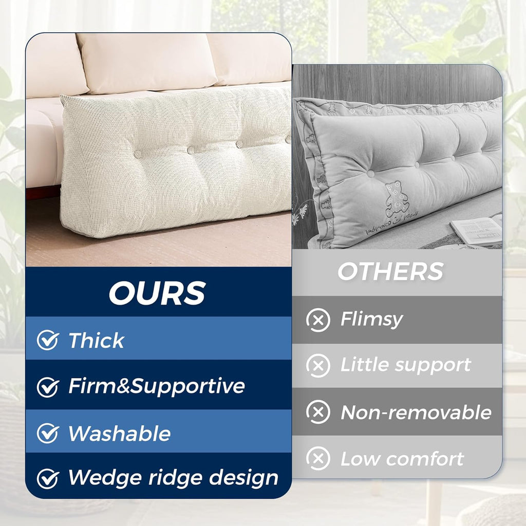 Headboard Pillow King, Triangle Pillows for Headboard, Head Board Backrest Wedge Pillow for Reading Sitting Working