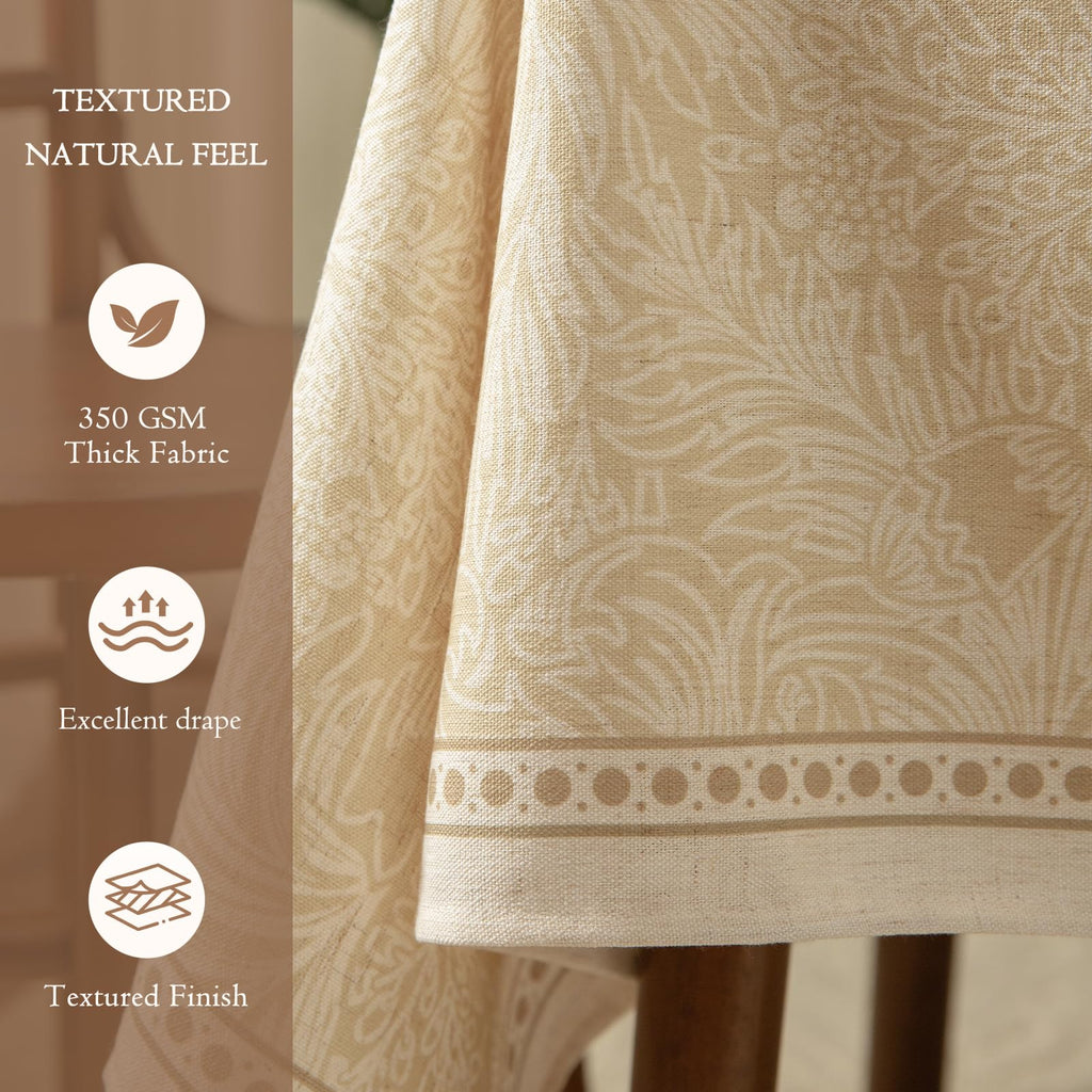 Designer Linen Tablecloth Rectangular, 67" x 118", Acanthus