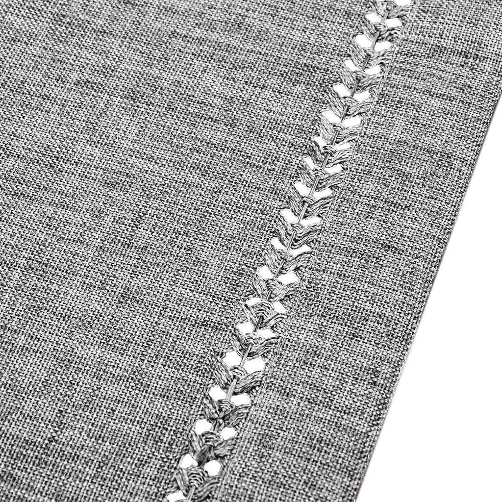 Solid Dark Gray Color Hemstitched Tablecloth (Oval 60 x 84 Inches Tablecloth)