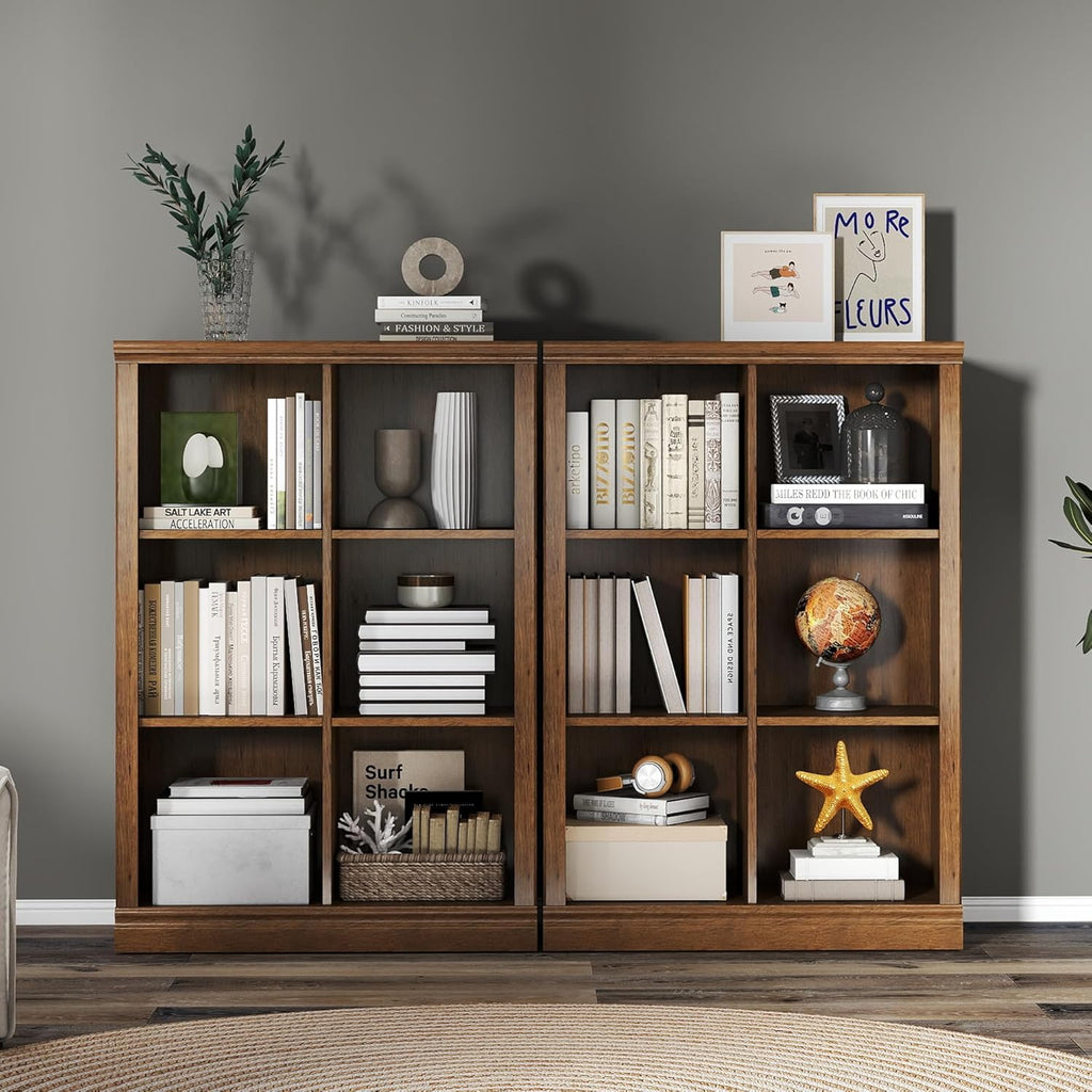 6 Cube Storage Organizer Bookcase - 3 Tiers 6 Storage Cube Adjustable Space Book Case, Display Cabinet Organizer