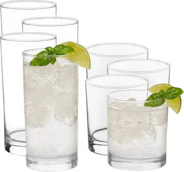 Province Tumbler and Rocks Glass Set, Elegant Drinkware Glasses Set of 16, Tall Drinking Glasses for Everyday Use or