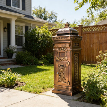 Copper Mailbox, Large Lockable Package Drop Box with Roman Statue, Rustproof Cast Aluminum Mail Boxes Mount Design (2)