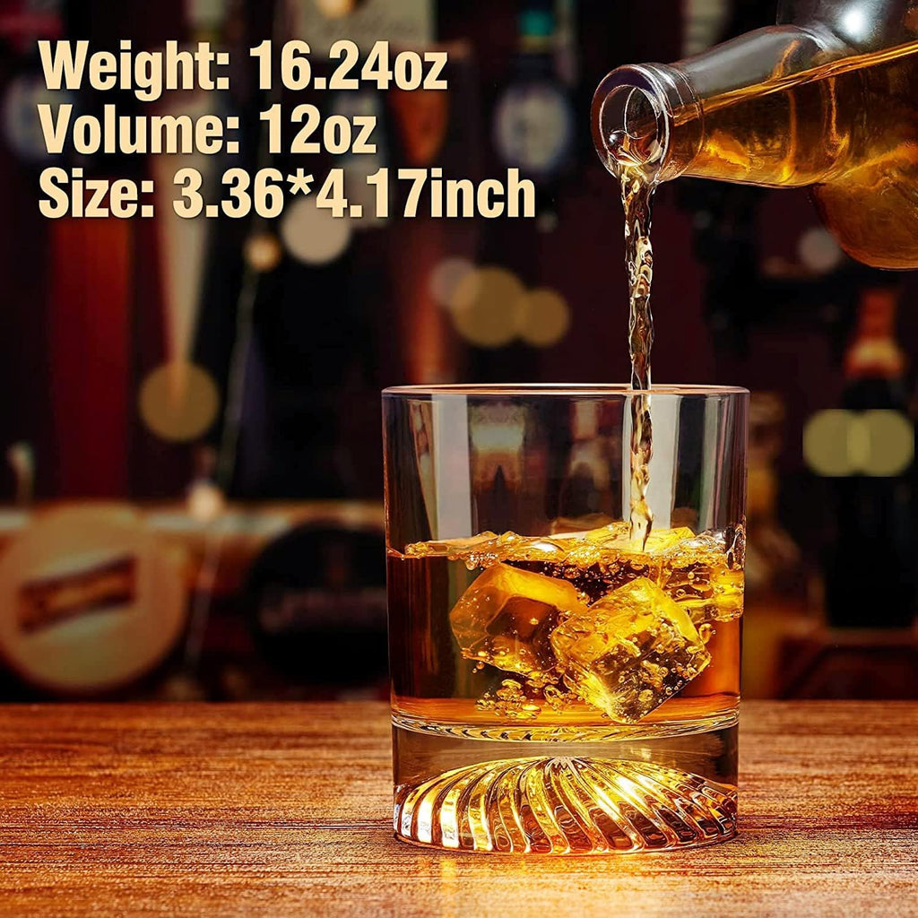 Whiskey Glasses Old Fashioned Glasses Set of 4 12oz Rocks Glasses Gift for Men Women Drinking Bourbon Scotch