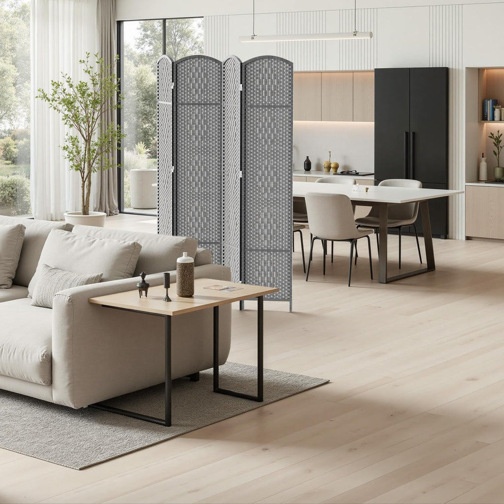 Room Divider Panel, 4 Panel Partition Room Dividers Screen, Grey