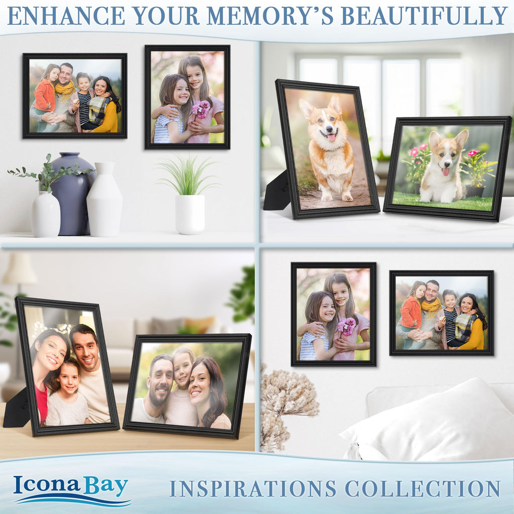 8x10 Picture Frames, Black, 6 Pack, Contemporary, Inspirations