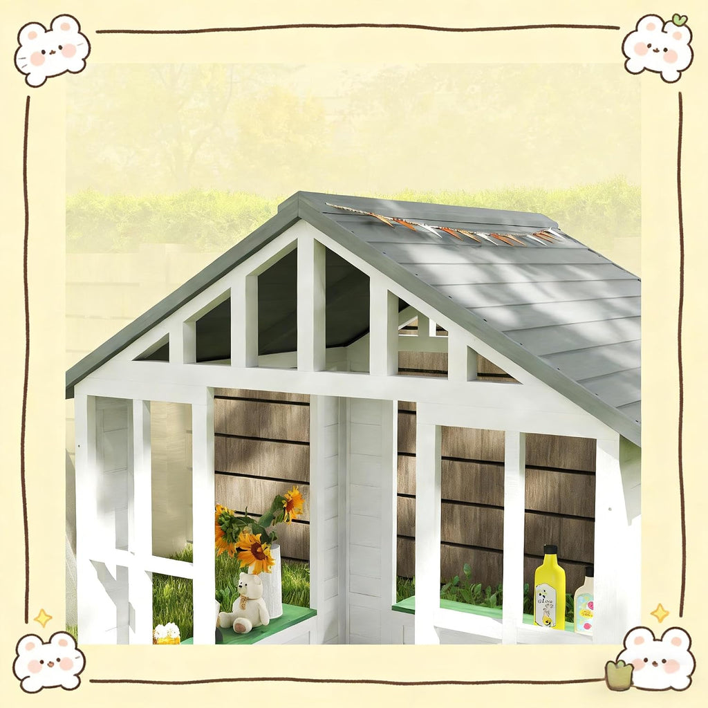 Wooden Playhouse,Outdoor Kids Cottage