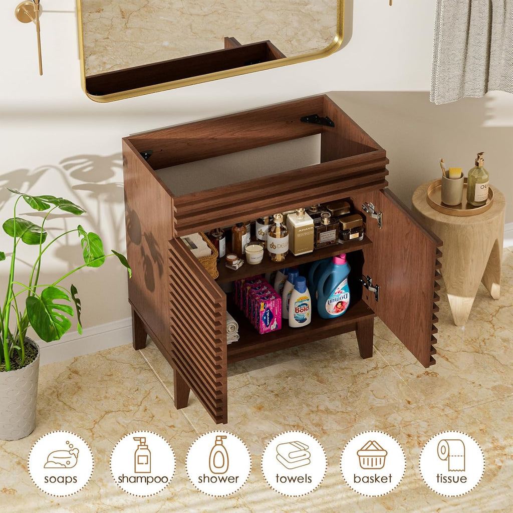 30" Bathroom Vanity, Mid-Century Freestanding Bathroom Vanity Cabinet with Storage