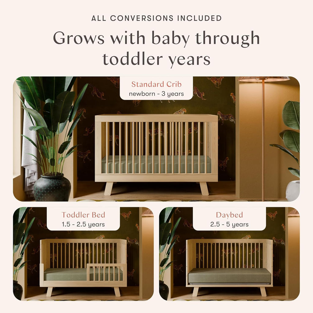 Hudson 3-in-1 Convertible Baby Crib, Natural