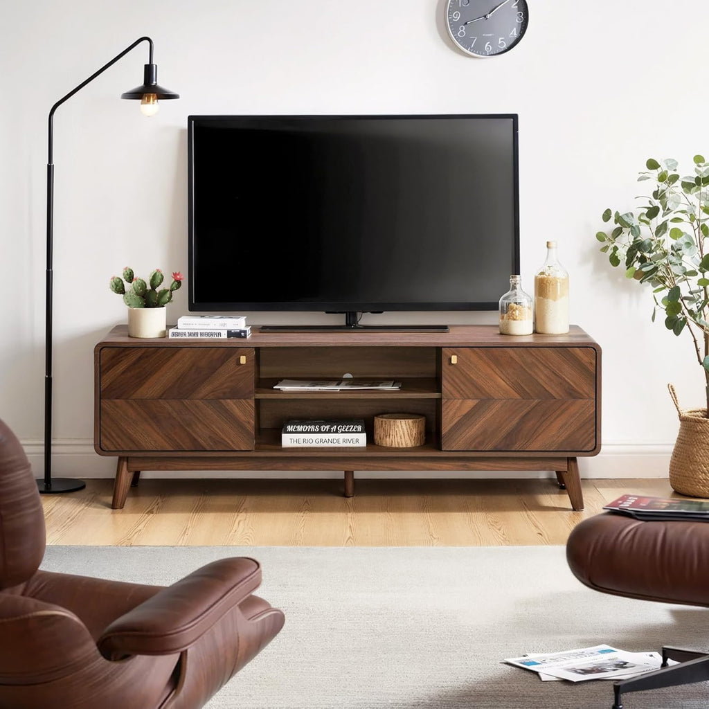 63" Mid Century Modern TV Stand, TV Stands for Living Room for TVs up to 65", Entertainment Center with