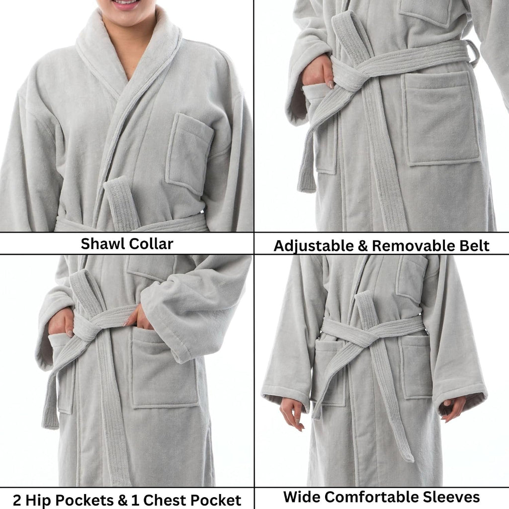 Blair Womens Cotton Terry Cloth Bathrobe Shawl Collar Velour Spa Robe