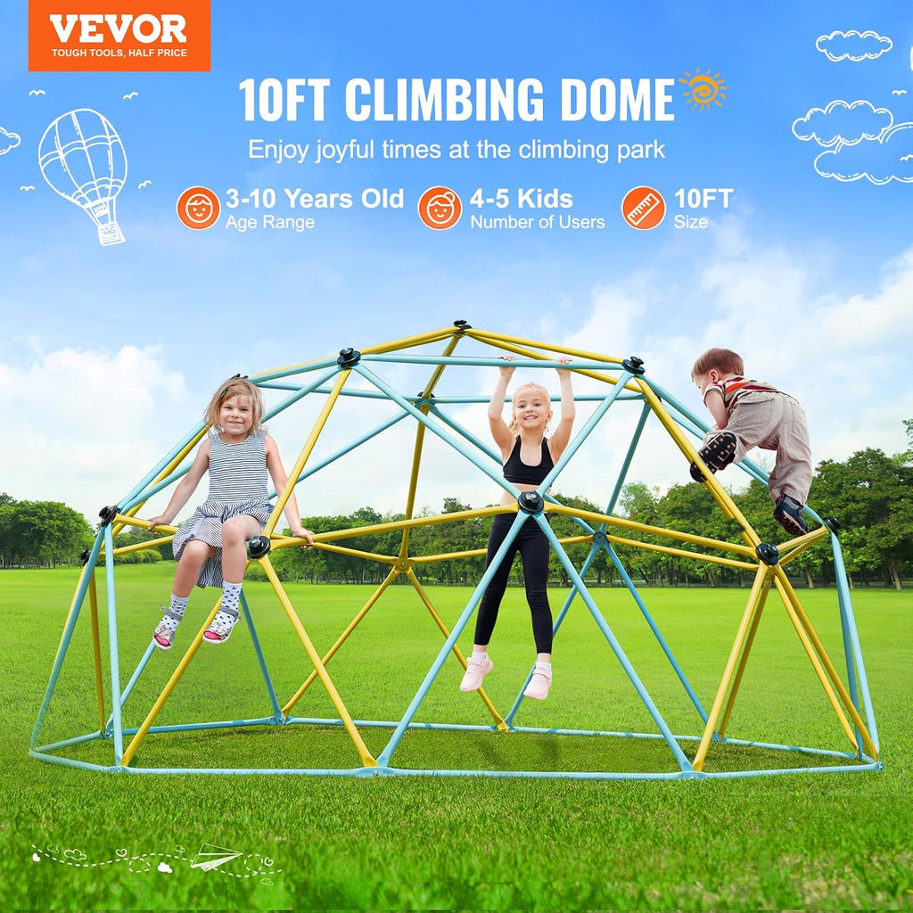 Climbing Dome, 10FT Geometric Dome Climber Play Center for Kids 3 to 10 Years Old, Jungle Gym Supports 750LBS and