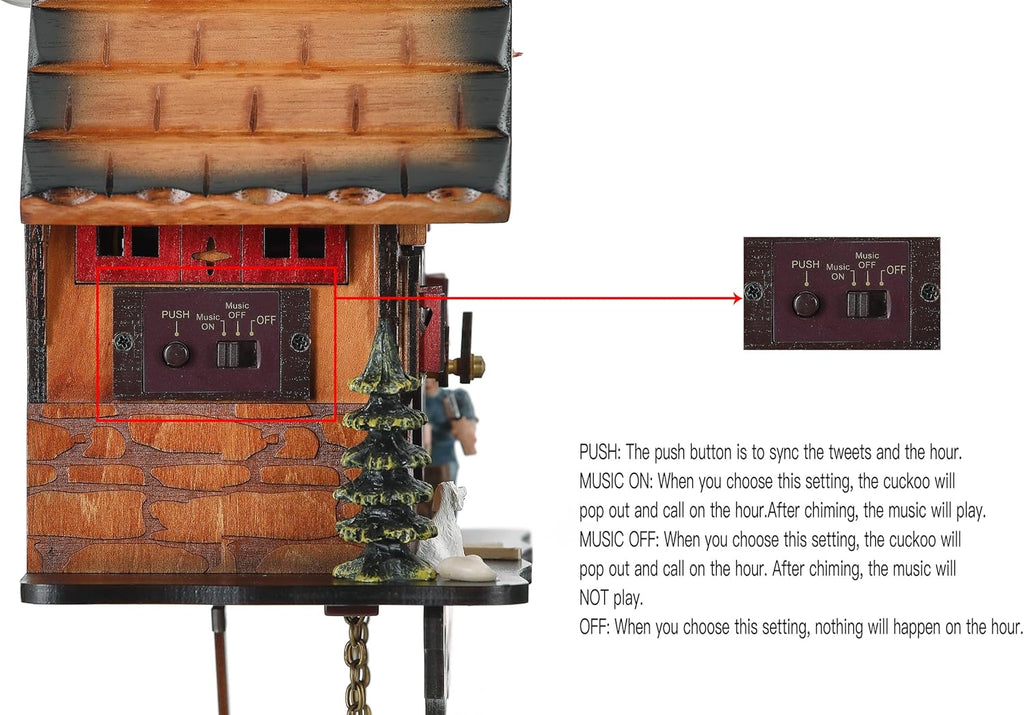 Kintrot Cuckoo Clock Traditional Black Forest Clock Antique Wooden Pendulum Quartz Wall Clock